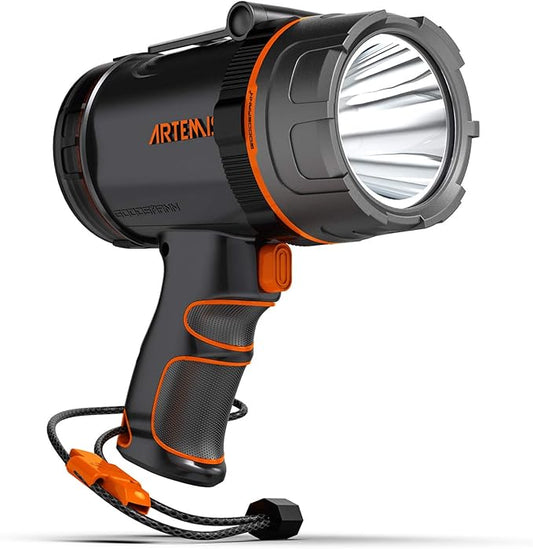 GOODSMANN Spotlight 1500 Lumen Marine Spotlight Waterproof Rechargeable Spot Lights Handheld Flashlight for Boats 9212-89202-01A