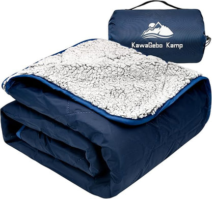 Sherpa Warm Camping Blanket - Waterproof Stadium Blanket Outdoor for Cold Weather,Camp, Sports Mom and Concert - Weather Proof Foldable Blanket