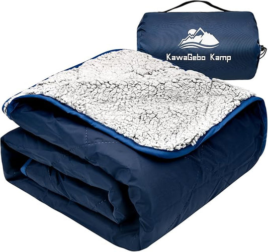 Sherpa Warm Camping Blanket - Waterproof Stadium Blanket Outdoor for Cold Weather,Camp, Sports Mom and Concert - Weather Proof Foldable Blanket