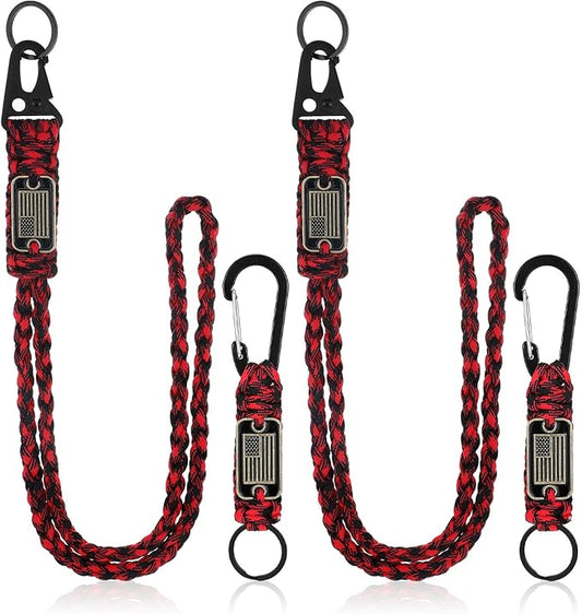 Frienda 2 Set Heavy Duty Paracord Lanyard Necklace Whistles Strap Braided 550 Keychain Lanyard for Outdoor Activities Camera
