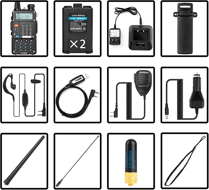 BaoFeng UV-5R 8-Watt (3rd Gen) Handheld Ham Radio with 2 Rechargeable Battery, Dual-Band 2-Way Radio Handheld Walkie Talkies Complete Set with Earpiece and Programming Cable (Pack 1)