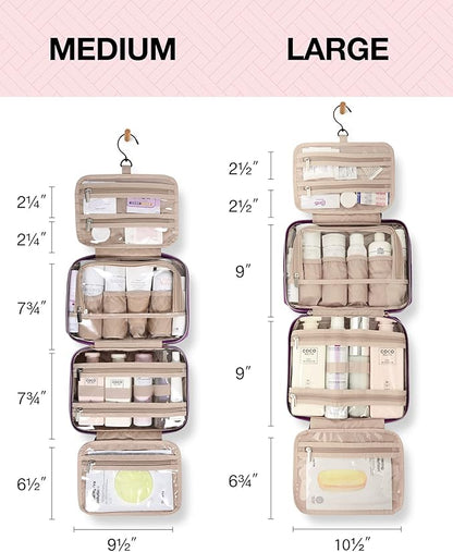 BAGSMART Toiletry Bag Hanging Travel Makeup Organizer with TSA Approved Transparent Cosmetic Bag Makeup Bag for Full Sized Toiletries, Large-Purple