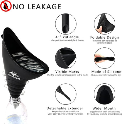 Female Urination Device Women Pee Funnel Reusable Silicone Urine Cup Female Urinal Post Surgery Pee Standing Up Perfect for Camping Hiking Travel Road Trip Accessories-Plus Size