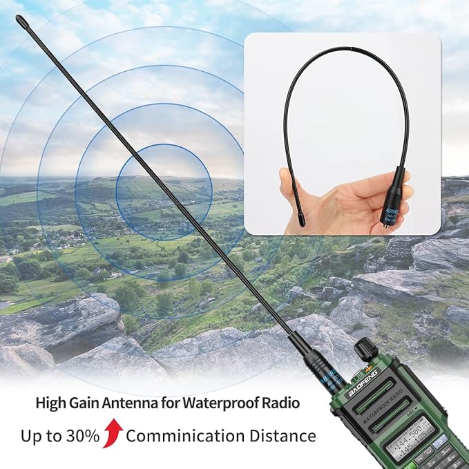 BAOFENG UV-9R Pro Ham Radio Handheld Two Way Radio Dual Band Waterproof Transceiver Long Range Rechargeable Walkie Talkie with Programming Cable and Type-C Charger