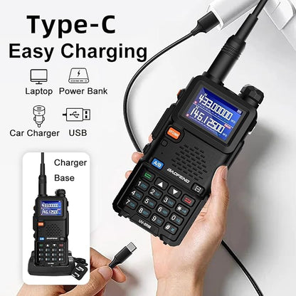 BAOFENG 2 Packs UV-5RM Two Way Radio Multi-Band Long Range Walkie Talkie NOAA USB-C Charging Upgrade of UV-5R Ham Radio Air Band 1.77in LCD Screen