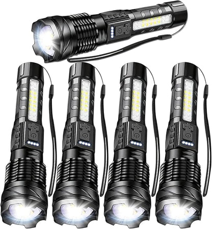 MODOAO LED Flashlight Rechargeable, Handheld Flashlights with 7 Modes & Zoomable, Powerful Emergency Flashlights Camping, Hiking,and Outdoor Use (5 Pack)