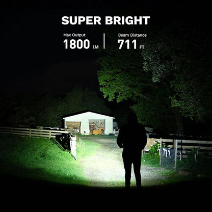 77outdoor EDC Small Rechargeable Flashlight, Sofirn SC18 1800 High Lumen Flashlight, Super Bright Pocket Light with Powerful SST-40 LED, Type C Charging Port for Camping, Emergency, Dog Walking