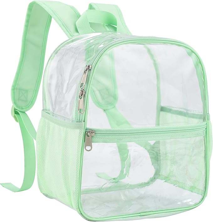 Oraben Clear Backpack for Stadium Events 12x12x6 Stadium Bag, Mini Small Clear Bag with Front Pocket for Concert Sport Events Work Travel