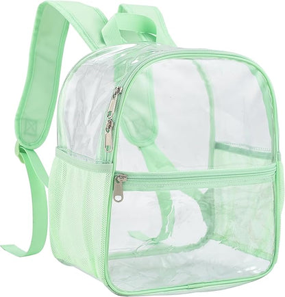 Oraben Clear Backpack for Stadium Events 12x12x6 Stadium Bag, Mini Small Clear Bag with Front Pocket for Concert Sport Events Work Travel