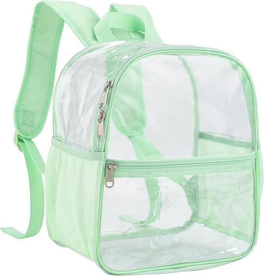 Oraben Clear Backpack for Stadium Events 12x12x6 Stadium Bag, Mini Small Clear Bag with Front Pocket for Concert Sport Events Work Travel