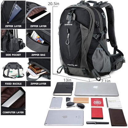 40L Waterproof Lightweight Hiking,Camping,Travel Backpack for Men Women