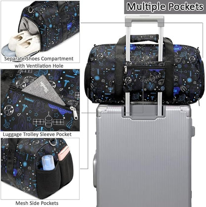 Duffle Bag for Boys Dance Bag Overnight Bags for Girls Boys Weekender Carry On Travel Duffel Sports Gym Bag with Shoes Compartment and Wet Pocket