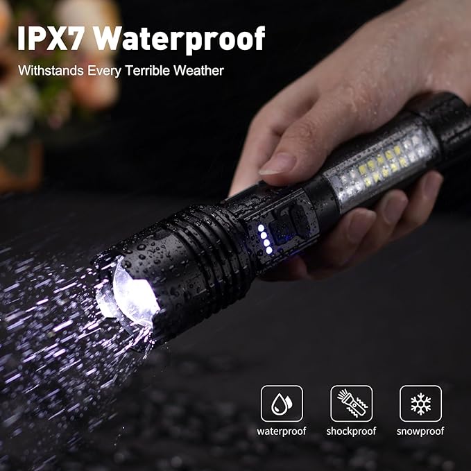 Rechargeable Flashlights High Lumens 2 Pack, 990000 Lumen Bright LED Flashlight with 7 Lighting Modes, IPX7 Waterproof Powerful Handheld Flash Light for Home Camping Emergency