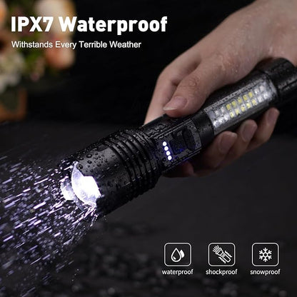 Rechargeable Flashlights High Lumens 2 Pack, 990000 Lumen Bright LED Flashlight with 7 Lighting Modes, IPX7 Waterproof Powerful Handheld Flash Light for Home Camping Emergency