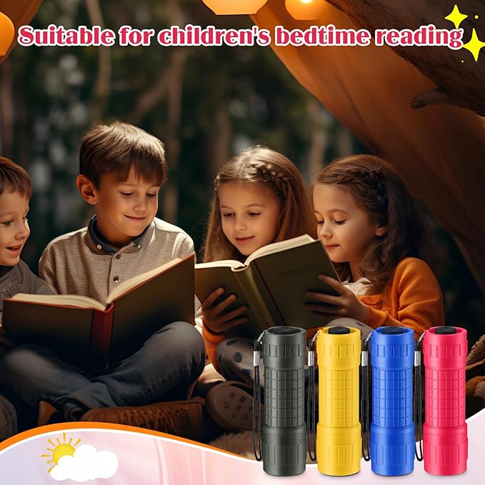 48 Mini Flashlights Bulk for Kids Small Assorted Colors Handheld LED Flashlights with Lanyard for Party Favor, Night Reading, Emergency, Camping(Lovely)
