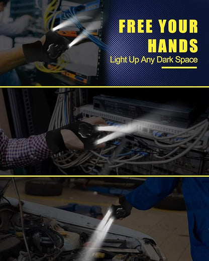 KFK Father's Day Gifts from Wife Daughter Son Hands Free Flashlight Gloves Cool Gadgets Gifts for Men Birthday Christmas for Him Boyfriend Husband Dad Fishing Camping Outdoor Repairing Tool