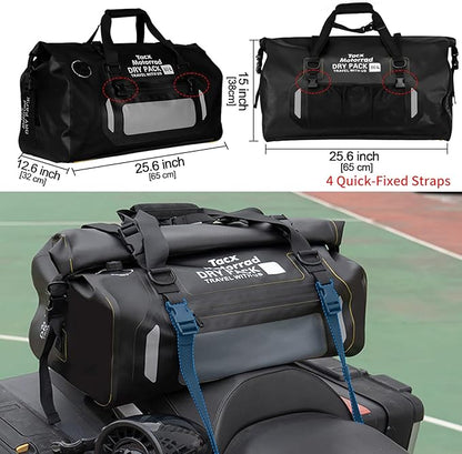 Waterproof Duffel Bag for Men/Women, Roll-top Dry Backpack Duffel Bag with Quick-fixed Straps, Motorcycle Tail Saddle Bag for Motorcycling, Rafting, Boating, Kayaking, Travel, 80L-Black