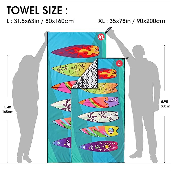 4Monster Microfiber Beach Towel Quick Dry,Super Absorbent Lightweight Travel Towel for Swimmers, Sand Free Camping Towel, Beach Towels for Pool, Swim, Water Sports,Yoga,Gym,Backpacking