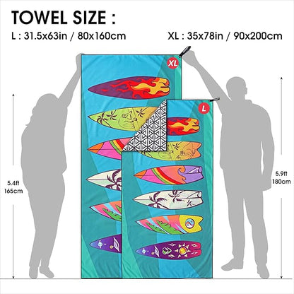4Monster Microfiber Beach Towel Quick Dry,Super Absorbent Lightweight Travel Towel for Swimmers, Sand Free Camping Towel, Beach Towels for Pool, Swim, Water Sports,Yoga,Gym,Backpacking