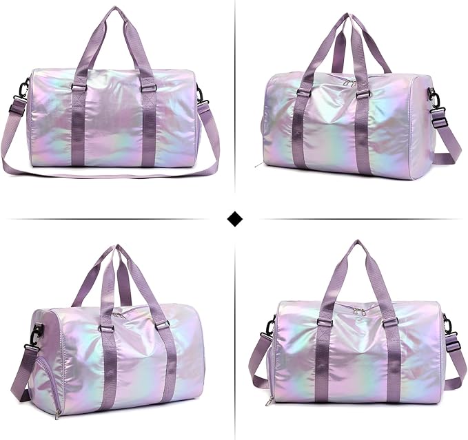 Yaopeing Gym Bag with Shoes Compartment,Sports Duffle Bag for Girls,Waterproof Travel Gym Tote Bags for Women,Purple