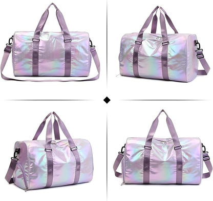 Yaopeing Gym Bag with Shoes Compartment,Sports Duffle Bag for Girls,Waterproof Travel Gym Tote Bags for Women,Purple