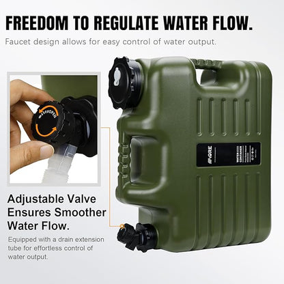 Water Container with Spigot - 4.76 Gallon Water Jug (Truly No Leakage) Water Storage Carrier, Water Tank,BPA Free,Portable Emergency Water Storage for Camping,Vehicle, Car, Hiking, Hurricane Supplies
