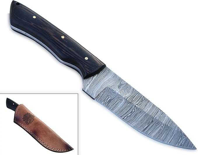| Viking Heritage Skinner Knife – Expertly Crafted with Damascus steel for Precision Hunting and Field Dressing: Embrace the Timeless Elegance of Craftsmanship with this Razor-Sharp