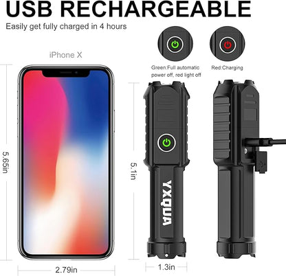 2 Pack USB Rechargeable Flashlight - Small & Bright LED Mini Flashlights, High Lumens, 4 Modes, Zoomable, The Size of Pocket Gifts for Kids