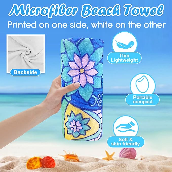 2 Pack Microfiber Beach Towel, 71"x32" XL Oversized Sand Free Beach Towels Blanket Soft & Absorbent for Adults Women Men Beach Pool Camping Travel Yoga Vacation Essentials Accessories Gifts