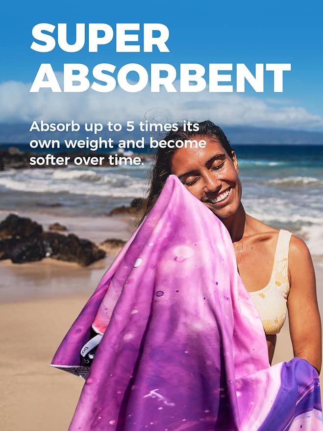 OCOOPA Microfiber Beach Towel Fast Drying, Extra Large 63" x 31" Sand Free Beach Towel Super Lightweight Towels for Swimming Pool, Camping, Picnic, Yoga Gym Sports