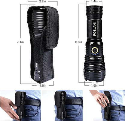 flashlights LED high lumens Rechargeable, Extremely Bright 50000 lumens Flashlight, IPX67 Water Resistant, 5 Light Modes, zoomable Tactical Flashlight for Emergency Camping Gift