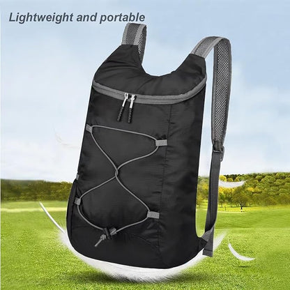 16L Hiking-Daypack Lightweight-Foldable Travel-Backpack Water-Resistant Camping Outdoor Packable Easy Carry-on Bag (Black&Gray)