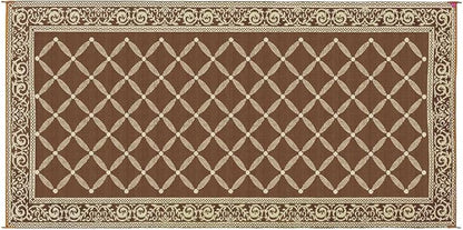 Stylish Camping 119187 9-feet by 18-feet Reversible Mat, Plastic Straw Rug, Large Floor Mat for Outdoors, RV, Patio, Backyard, Picnic, Beach, Camping (Brown/Beige)