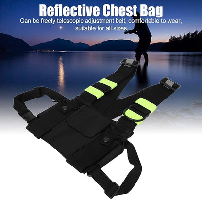 ASHATA Walkie Talkie Chest Bag Two Way Radio Universal Radio Chest Harness Bag Tactical Chest Front Pack Pouch Oxford Cloth for Hiking, Biking, Work, School, Camping