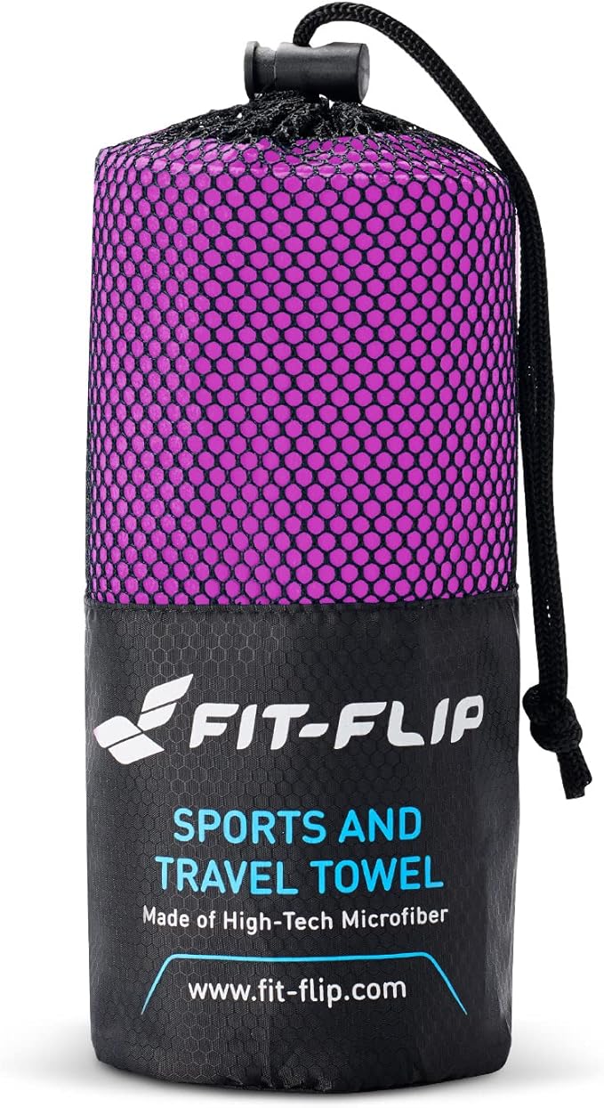 Fit-Flip Travel Towel - Compact & Ultra Soft Microfiber Camping Towel - Quick Dry Towel - Super Absorbent & Lightweight for Sports, Beach, Gym, Backpacking, Hiking and Yoga