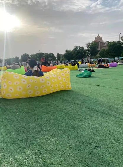 HaiChao Inflatable Lounger Sofa Air Chair Sofa Sleeping Bag Couch Air Sofa Bed for Lakes, Beaches, Garden, Camping (White-Strawberry)