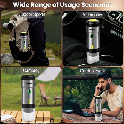 Portable Espresso Maker,3-in-1Portable Coffee Maker,20 Bar Mini Espresso Machine,Self-Heating Travel Coffee Maker Compatible with NS, DG Pods & Ground Coffee, for Camping Hiking,Office,RV