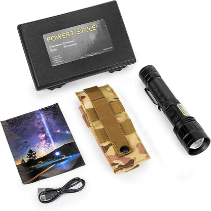 BERCOL Rechargeable Flashlights High Lumen, 990,000 Lumens Super Bright Magnetic Flash Light, 7 Modes with Cob Work Light, Powerful Led Flashlight with Holster for Camping, Emergencies, Home