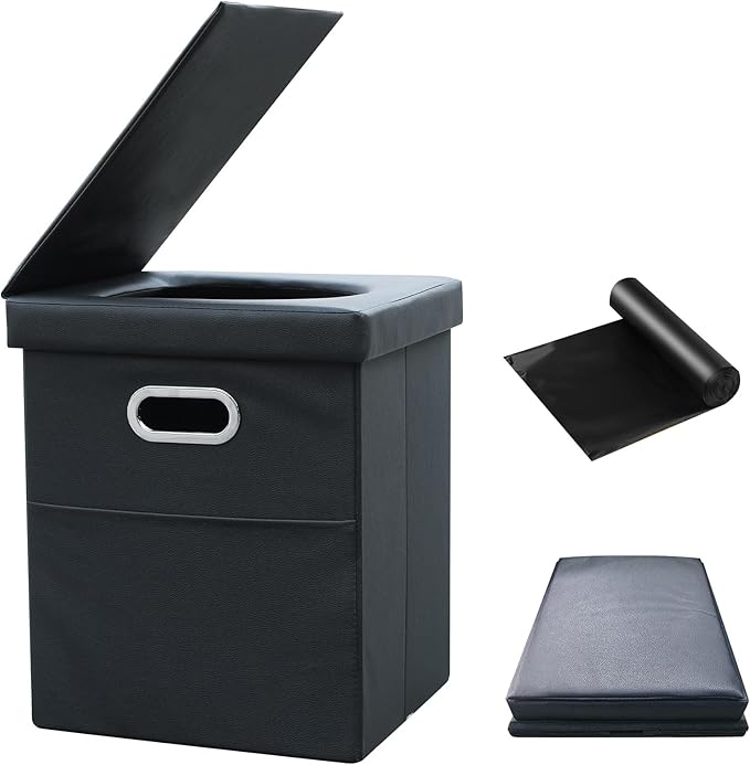 Portable Toilet For Adults,XL Camping Toilet Portable Potty for Adult, Foldable Portable Toilet for Camping Car Boat Hiking Beach RV