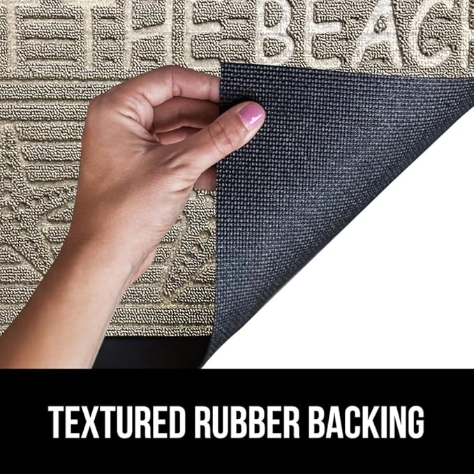 GORILLA GRIP 100% Waterproof All-Season WeatherMax Doormat, Durable Natural Rubber, Stain and Fade Resistant, Low Profile, Indoor Outdoor Door Mats, Easy Clean Patio Entrance Mat, 17x29, Sand Beach