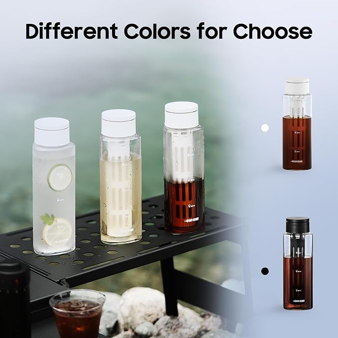 MHW-3BOMBER Camping Cold Brew Coffee Maker 600ml/20oz Travel Cold Brew Pitcher For Space Saving Iced Tea and Coffee Maker with Filter Glass White CE6167W