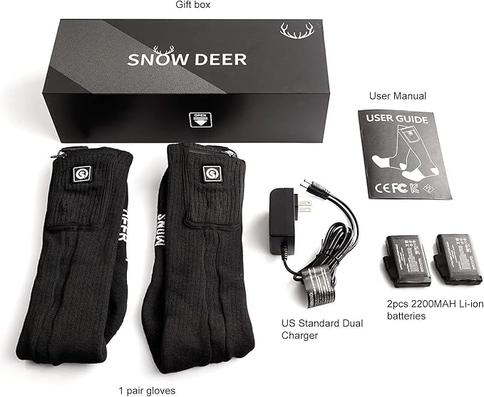 Upgraded Rechargeable Electric Heated Socks,7.4V 2200mAh Battery Powered Cold Weather Heat Socks for Men Women,Outdoor Riding Camping Hiking Motorcycle Skiing Warm Winter Socks