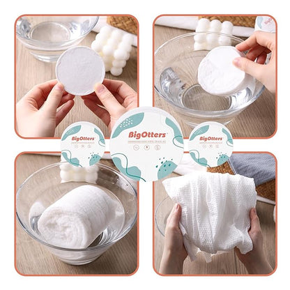 BigOtters Compressed Towel Tablets, Disposable Bath Towel 27.5" x 42" Large Cotton Bath Towels for Hotel Travel Camping Hiking Beach Swimming Vacation