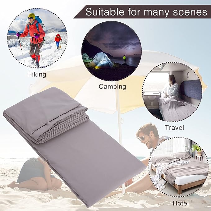 Sleeping Bag Liner and Camping Sheet, Camping & Travel Sheets for Adults, Lightweight Double Sleep Sack for Outdoor Travel Hiking Hotels Picnics