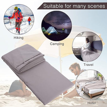 Sleeping Bag Liner and Camping Sheet, Camping & Travel Sheets for Adults, Lightweight Double Sleep Sack for Outdoor Travel Hiking Hotels Picnics