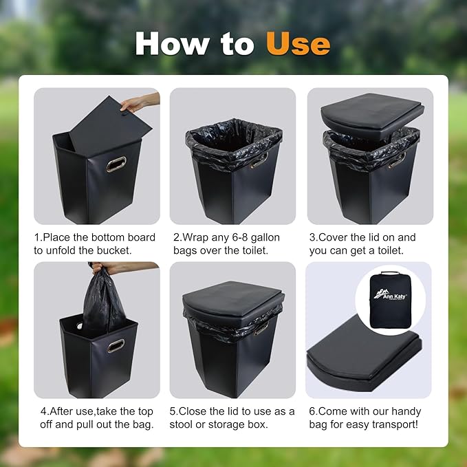 Portable Toilet for Adults, Extra Large 16.5in Height Portable Camping Toilet, Multi-Functional Mobile Toilet, Weight Capacity of 440 pounds, Convenient to Carry, Suitable for Camping, Car