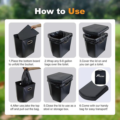 Portable Toilet for Adults, Extra Large 16.5in Height Portable Camping Toilet, Multi-Functional Mobile Toilet, Weight Capacity of 440 pounds, Convenient to Carry, Suitable for Camping, Car