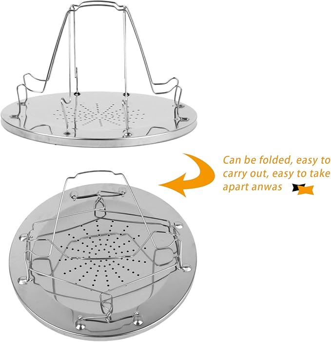 Folding Camp Stove Toaster Stainless Steel Camping Toaster Rack Holder 4 Slice Toaster Tray Cooking Breakfast 4 Toast Bread Toaster Holder Rack for BBQ Party Outdoor Hiking Camping Fishing Picnic