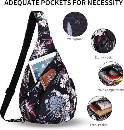 HUA ANGEL Crossbody Sling Bag for Men & Women Lightweight Waterproof Chest Shoulder Bag for Travel Hiking & Everyday Use
