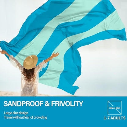 Beach Blanket Oversized Extra Large 78" X 81"Waterproof Sandproof Beach Blanket 1-7 Adults Lightweight Durable for Travel Camping Hiking Picnic (78" X 81", Color5)